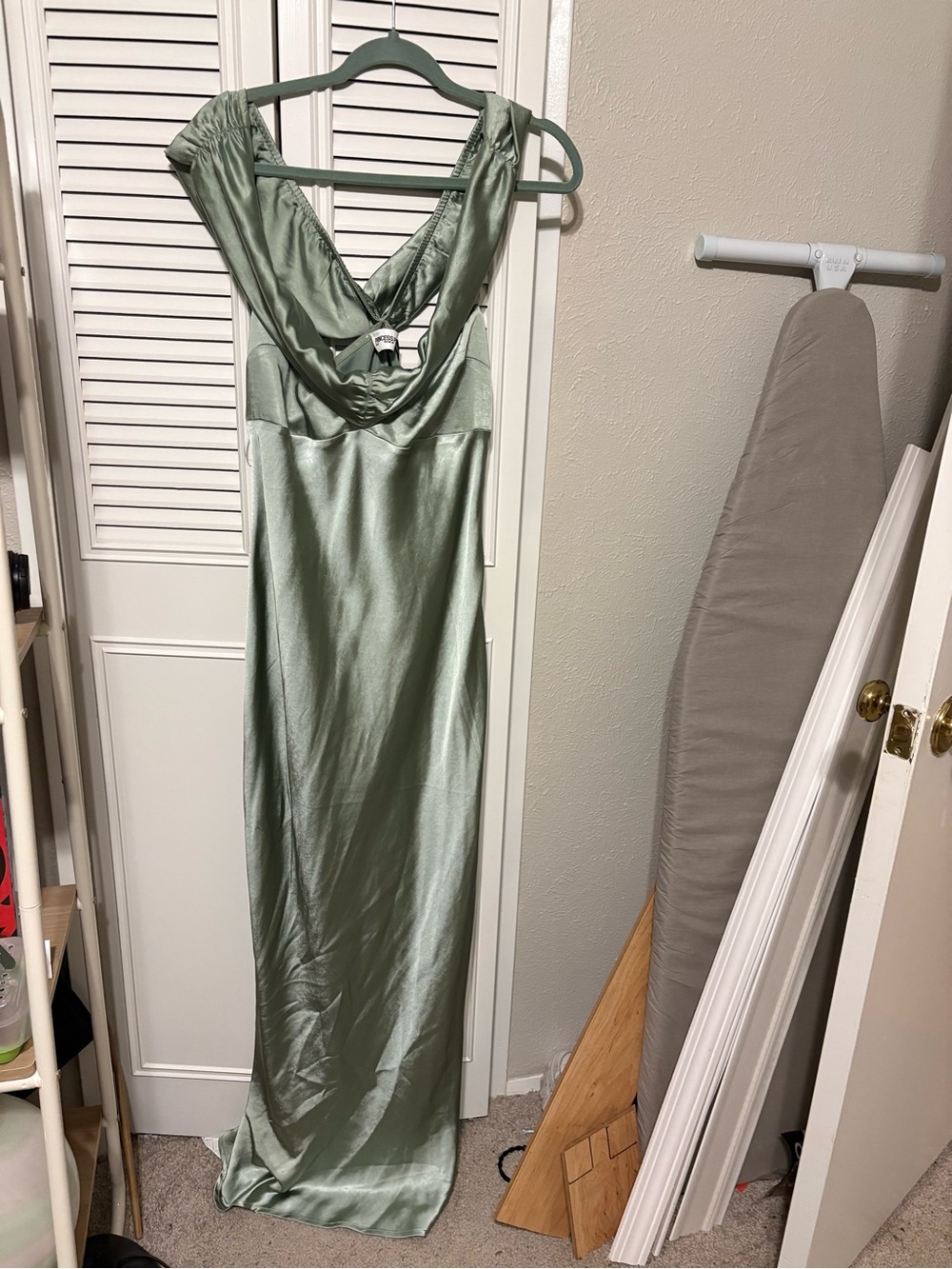 Princess Polly Sage Green Satin Maxi Dress